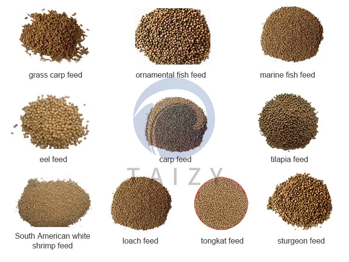 Various fish feeds