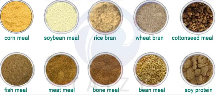 different animal feed raw materials